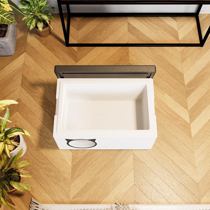 QLS Katzenhaus 58x38 cm Wetterfest aus Styropor mit Vorhang