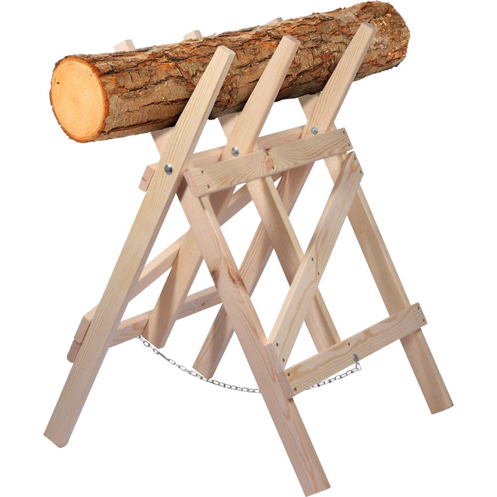 dobar® green label 56080FSCe Sägebock klappbar | Sägehilfe Massivholz | Sägegestell für Kaminholz |