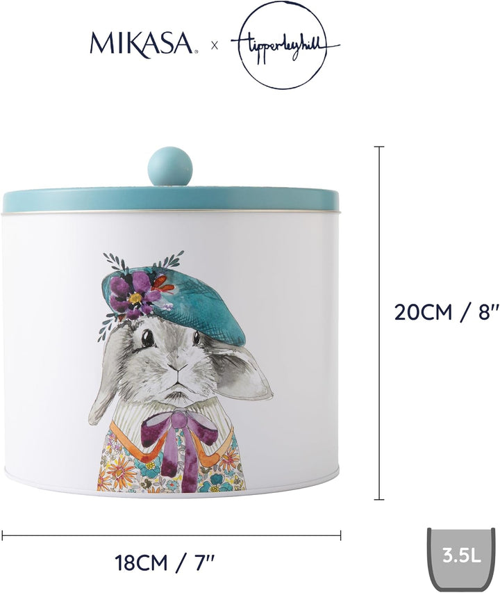 Mikasa Tipperleyhill Keksdose, rund, illustriertes Hasen-Design, dekorative Aufbewahrungsdose für Sn