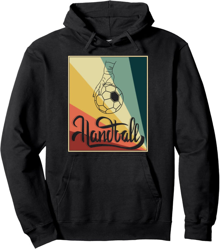 Handball Training Hand Hält Ball in Retro Farben Pullover Hoodie