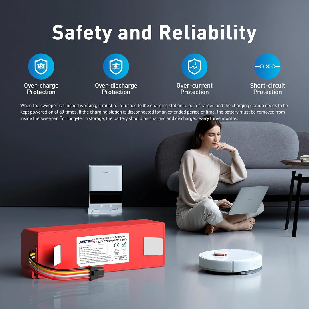 NASTIMA 14,4V 6700mAh 96,48Wh Li-Ion Akku Kompatibel mit Xiaomi Roborock S50 S51 S52 S53 S55 S502 S5