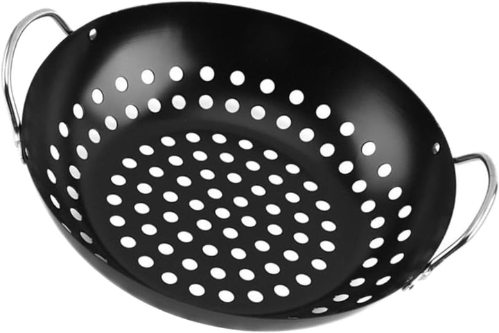 Toyvian Metall Grillpfanne Mit Löchern Doppelgriff Bbq Grillschale Für Camping Grillabende Antihaft