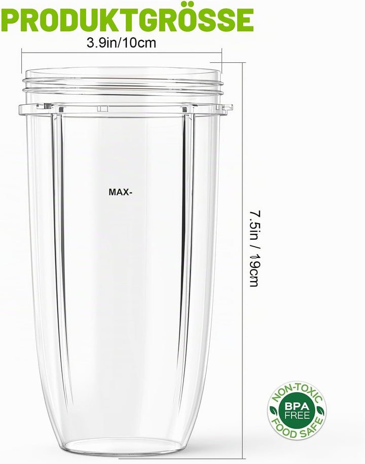 2-Pack 32 oz Ersatzbecher für Nutribullet 600W &amp; 900W, Kompatibel mit NutriBullet Extractor Klingen