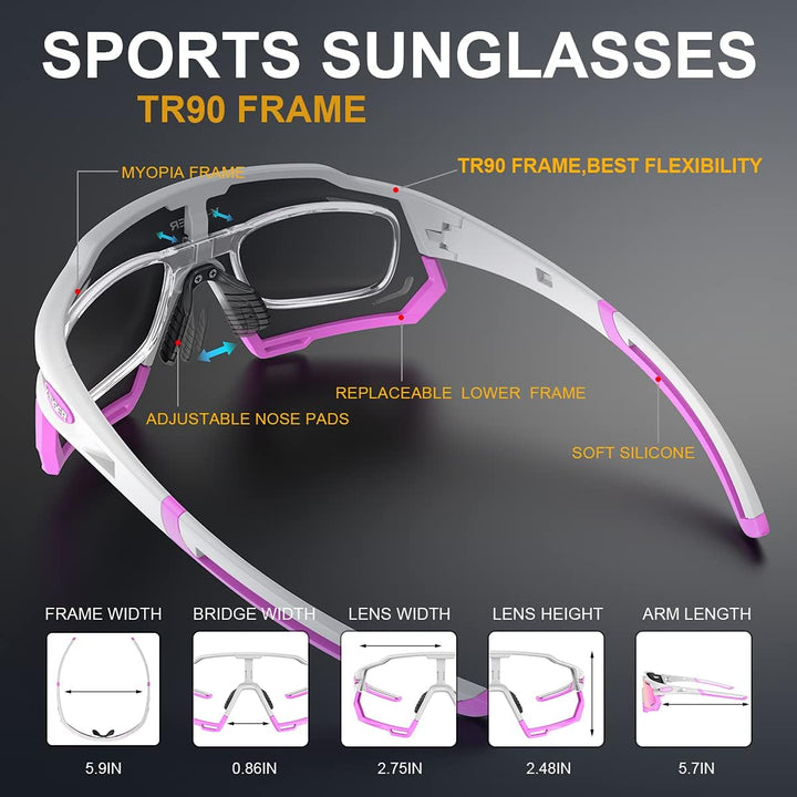 X-TIGER Fahrradbrille Herren Damen TR90 Rahmen Sportbrille, UV400 Polarisierte Sonnenbrille, 5 Wechs