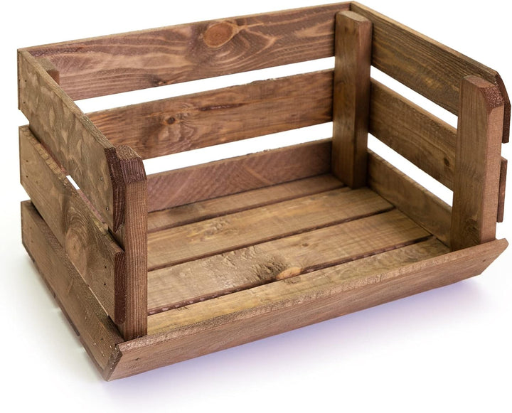 Obst-Gemüse-Kartoffelkiste Quattro-Set Holz massiv Stapelkisten | dunkel geölt