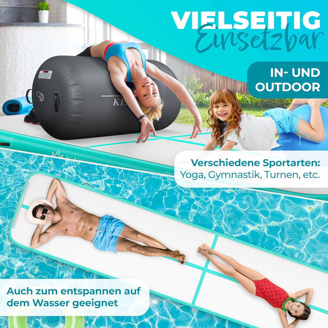 KESSER® Turnmatte Aufblasbar Airtrack 2m/3m/4m/5m/6m Fitness-Matte Gymnastikmatte | inkl. Tragetasch