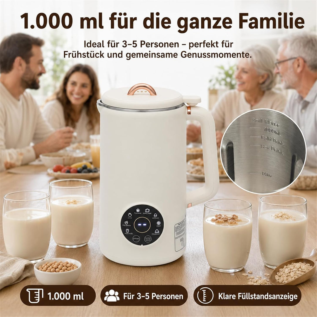 Sojamilchbereiter 1L Nussmilchmaschine Pflanzendrink Maker Mit 10 Klingen