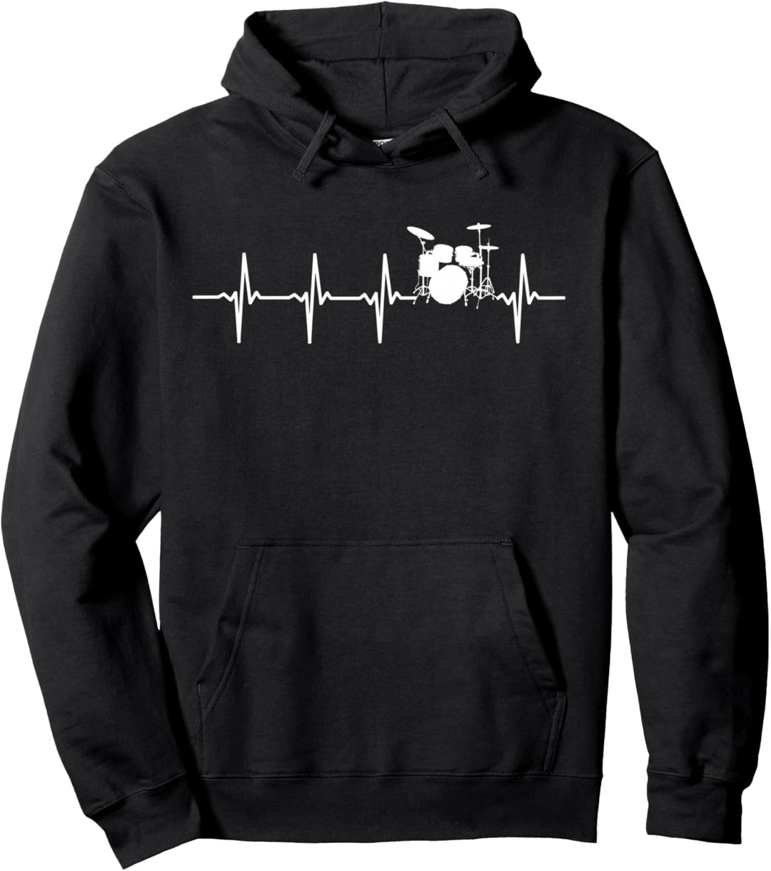 Schlagzeug Herzschlag Heartbeat Geschenk für Drummer Pullover Hoodie