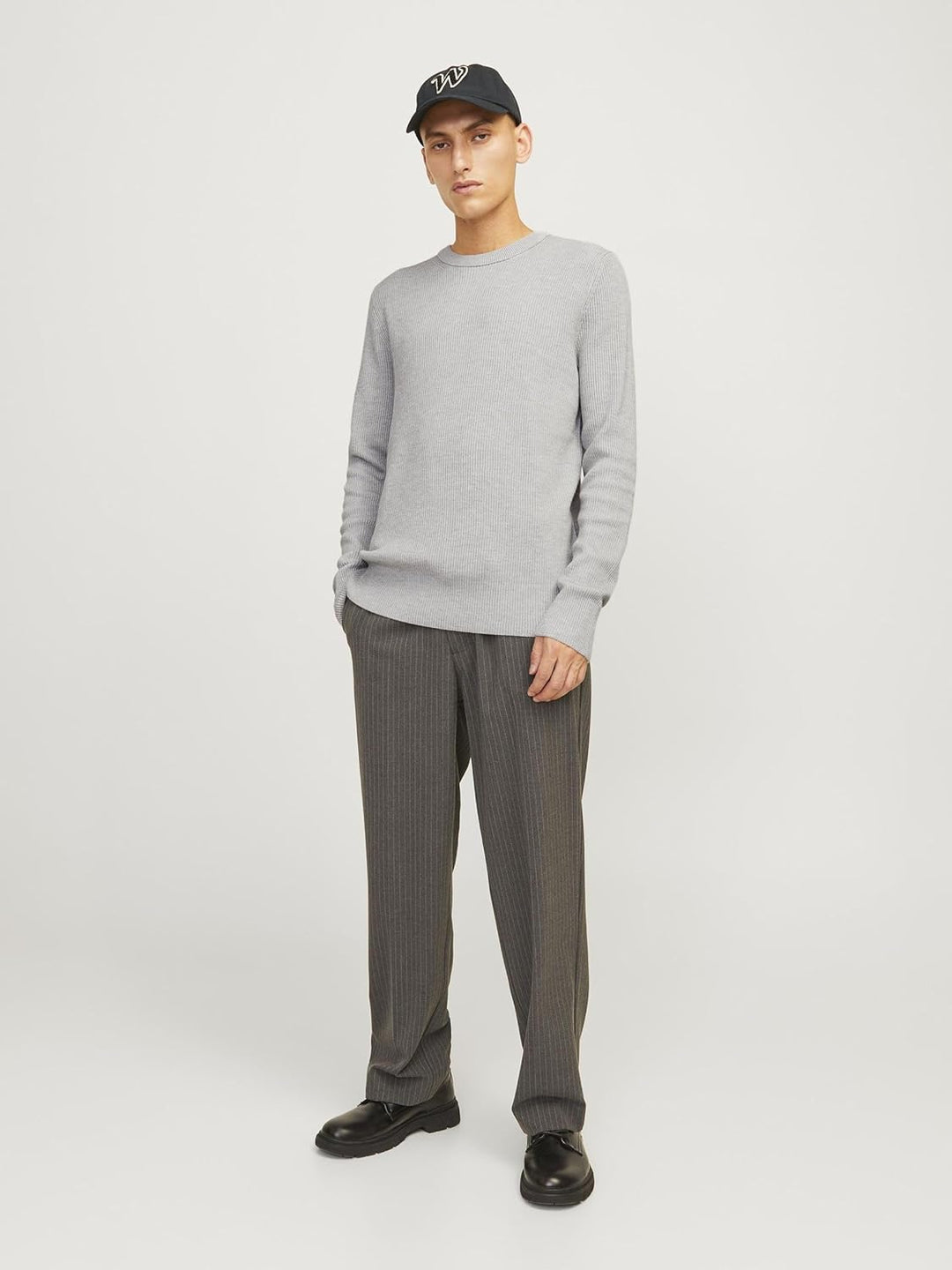 JACK &amp; JONES Male Strickpullover Einfarbig Strickpullover XS Light Grey Melange, XS Light Grey Melan