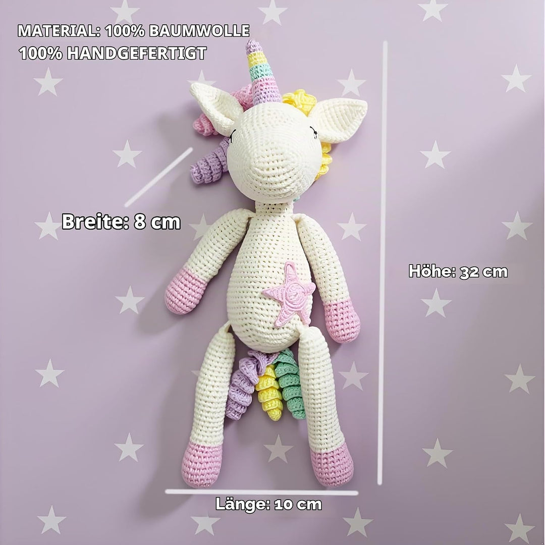 Handgehäkeltes Einhorn Stofftier, Amigurumi-Tierspielzeug, Handgehäkelte originelle Geschenke für Ba