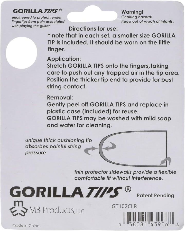Alfred Music Publishing Gorilla Tips Fingerschützer (Grösse M, Transparenter Kunststoff, blau oder t