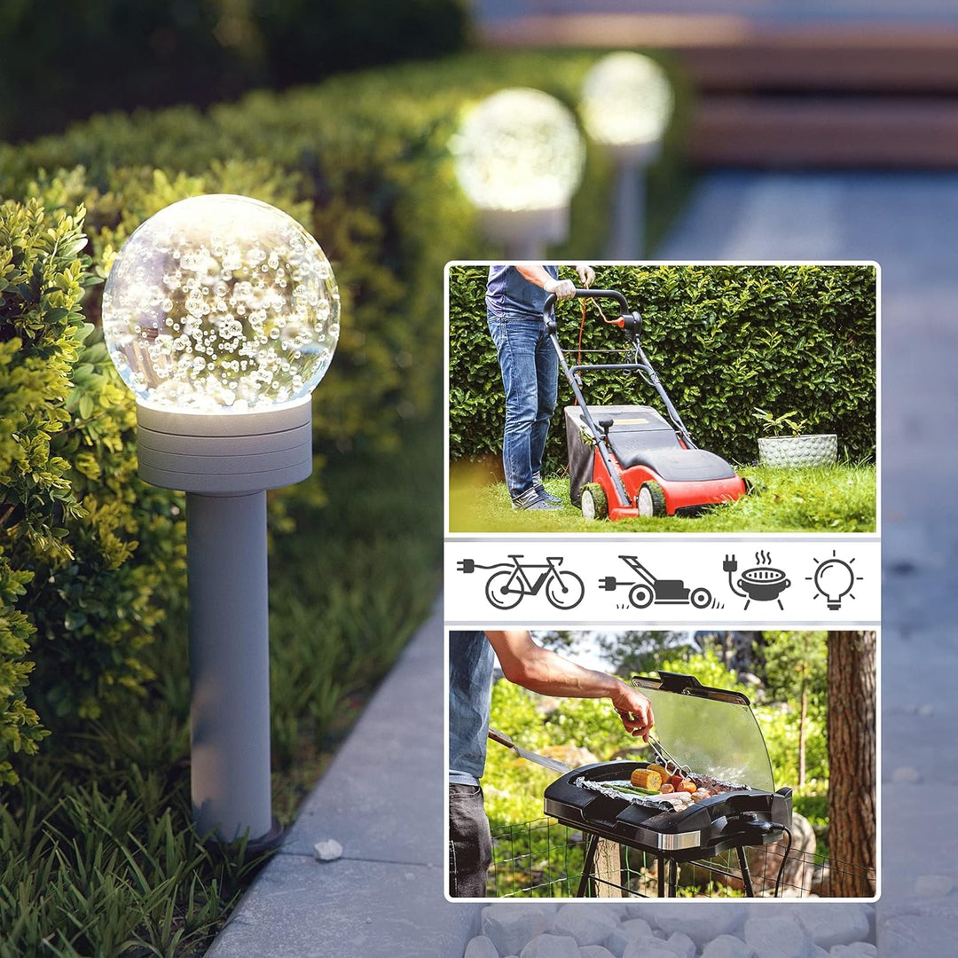 ledscom.de Garten-Steckdosen-Säule Polly mit Erdspiess und 2m Kabel für aussen, IP44, 4-Fach, grün,