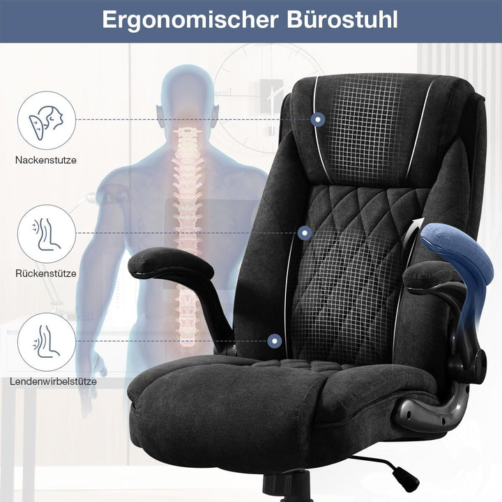 Bosmiller Ergonomischer Bürostuhl 180KG Verstellbare Schreibtischstuhl mit Hoher Rückenlehne und Bre