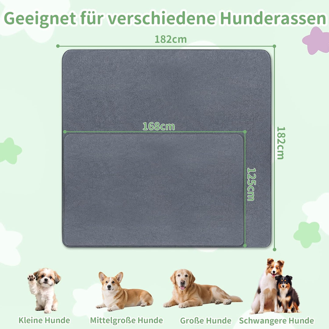 Welpenunterlage Waschbar Puppy Training Pads,182x182CM Hundedecke Matten, 182x182CM
