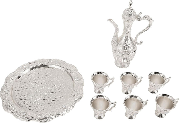 Legierung Wine Glass Pot Set, Vintage Metal Coffee Tasse, Elegantes Relieffahrzeug für die Hochzeit