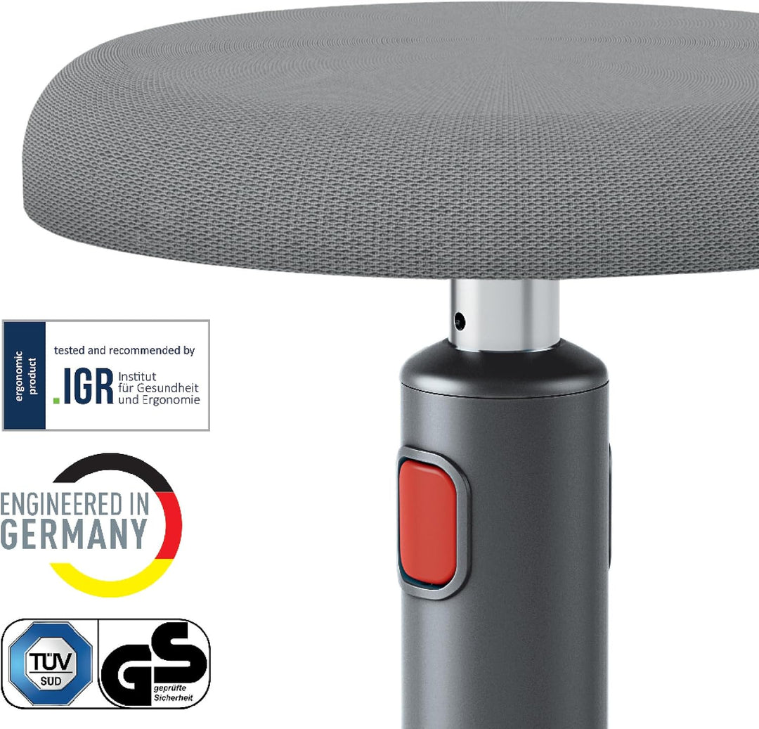Leitz Active Sitz-Steh-Hocker, Ergonomischer höhenverstellbarer Wipphocker für 46 cm bis 79 cm Höhe,