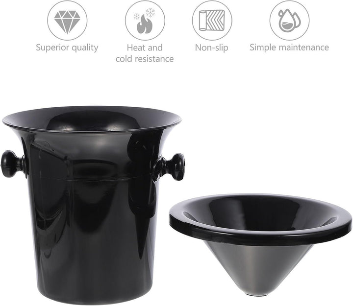 Homoyoyo Weinkühler Weinkühler Eimer Eisbehälter aus Plastik 3er Set, schwarz, rund, Doppelgriff, fü