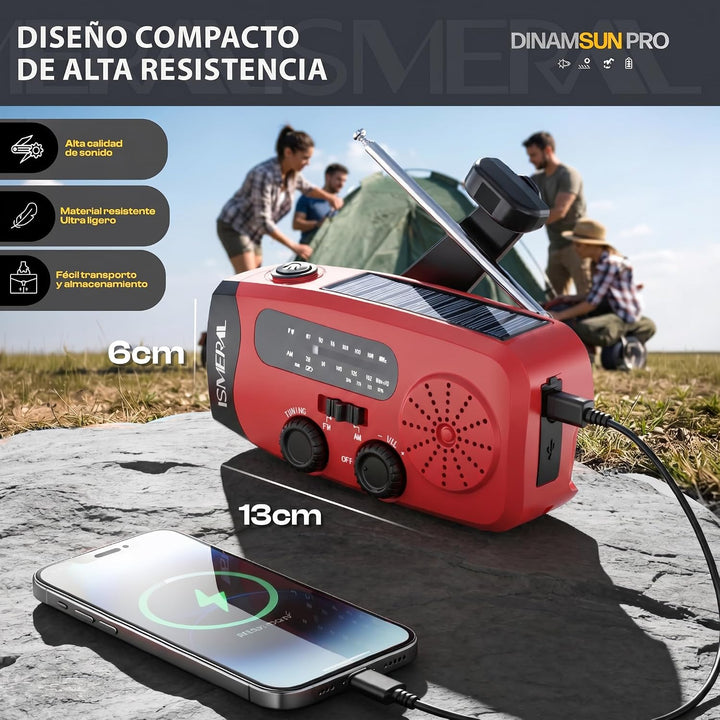 Notfall-Radio mit Kurbel, 2000 mAh, AM/FM, LED-Taschenlampe, SOS