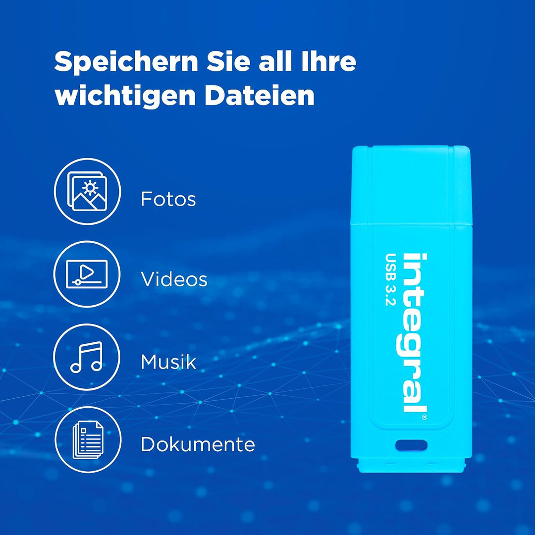 Integral 64GB Neon Pink USB 2.0 Flash-Laufwerk USB - C 3.0 32GB Black/Orange/Blue, USB - C 3.0 32GB