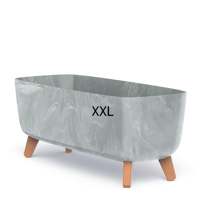 MELTOM Blumentopf Beton Optik Schale mit Füssen Blumenkasten mit Einsatz Pflanzgefäss, 57 cm x 23 cm