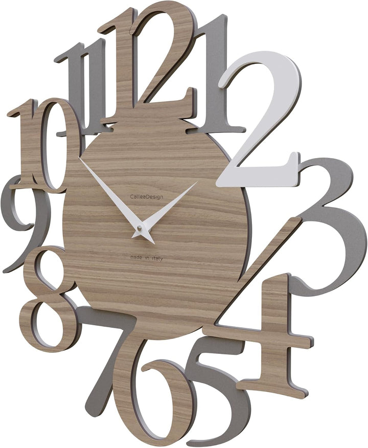 CalleaDesign Russell Wanduhr Weiss Canaletto-Walnuss Aluminium Elegantes Originelles Hochwertig 45 c