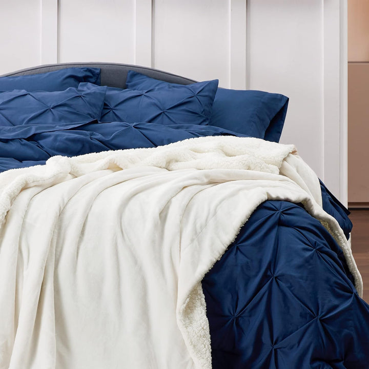 BEDSURE Sherpa Kuscheldecke Flauschig 150x200 - Sofadecke, Cremeweiss Cremeweiss 150 x 200 cm, Creme