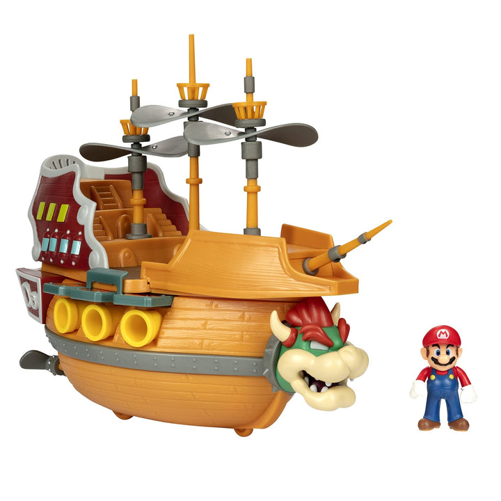 Super Mario Deluxe Bowsers Luftschiff-Spielset mit Mario-Actionfigur