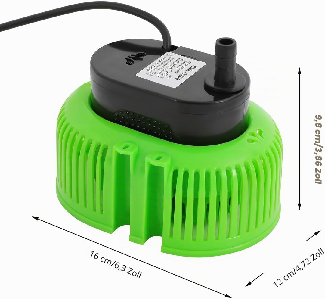 Mini Schmutzwasser Leise Tauchpumpe Poolabdeckpumpen max. Fördermenge 3000 l/h mit 3 Düse, 5m Schlau