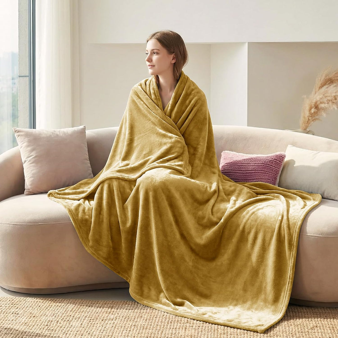 CozyLux Kuscheldecke Flauschig Decke 230x270 cm Gelb, 230x270 cm Gelb