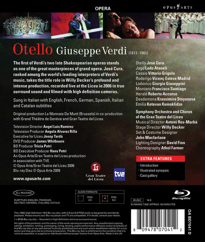 Verdi: Otello (Gran Teatre del Liceu), Blu-ray