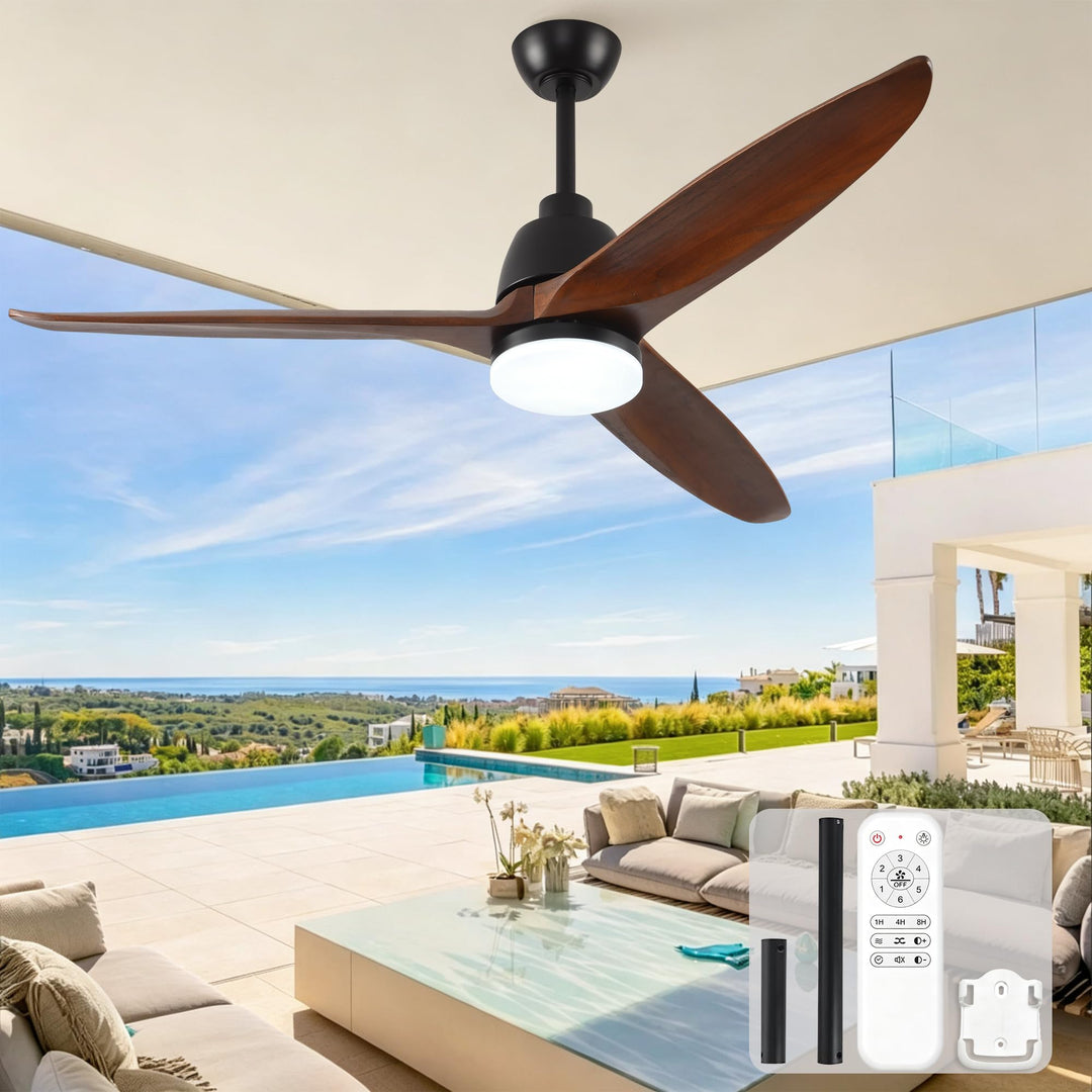 Deckenventilator 56 Zoll 3 Holzflügel 3CCT dimmbar 6 Stufen reversibel