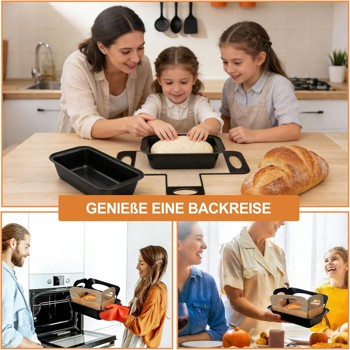 2 Stück Edelstahl Brotbackform - 27.5x15x6cm Kastenform mit 2x Backmatte, Toastbrot Backform Kohlens