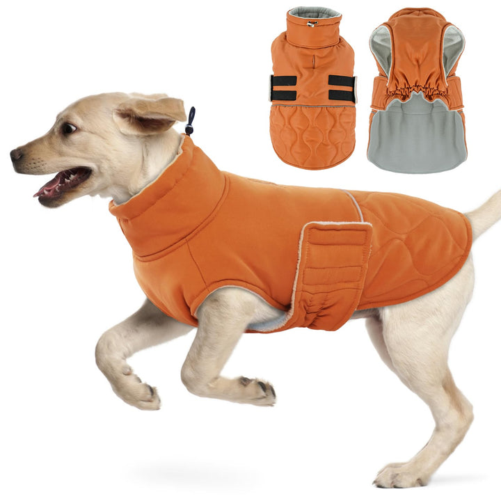 Hundemantel Winter, Gefütterte Hundejacke mit Geschirröffnung, Warmer Wintermantel für Hunde, Hundek