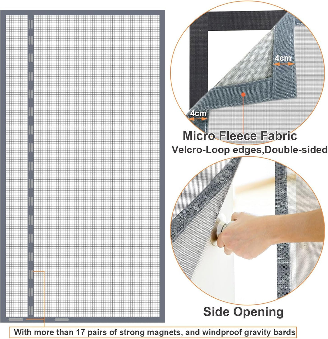 Risareyi Seitliche Öffnung Magnet Fliegengitter Balkontür 60x225cm, Grau