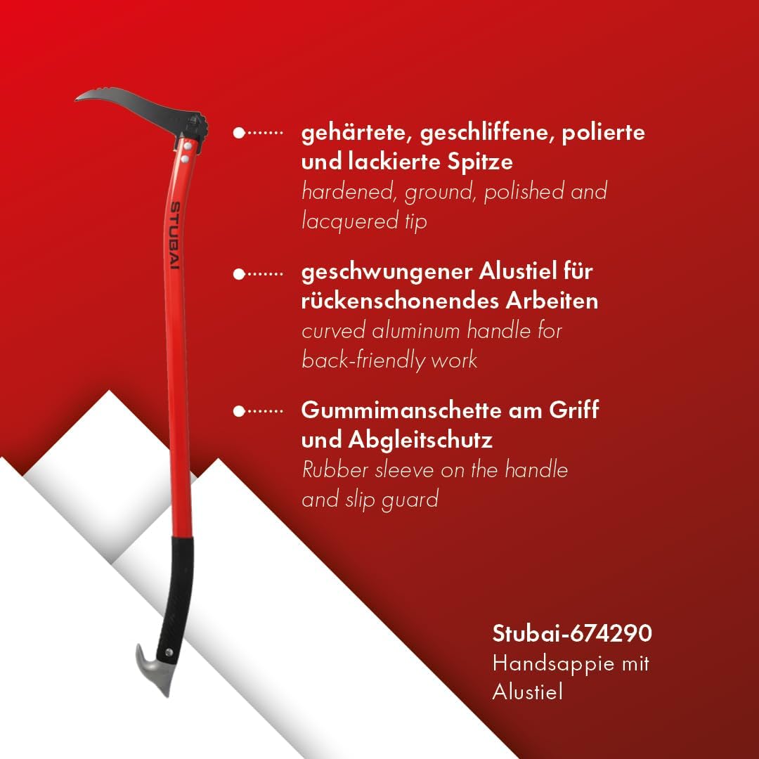 Stubai Handsappel mit Alustiel, geschweift 900 mm, 900 mm