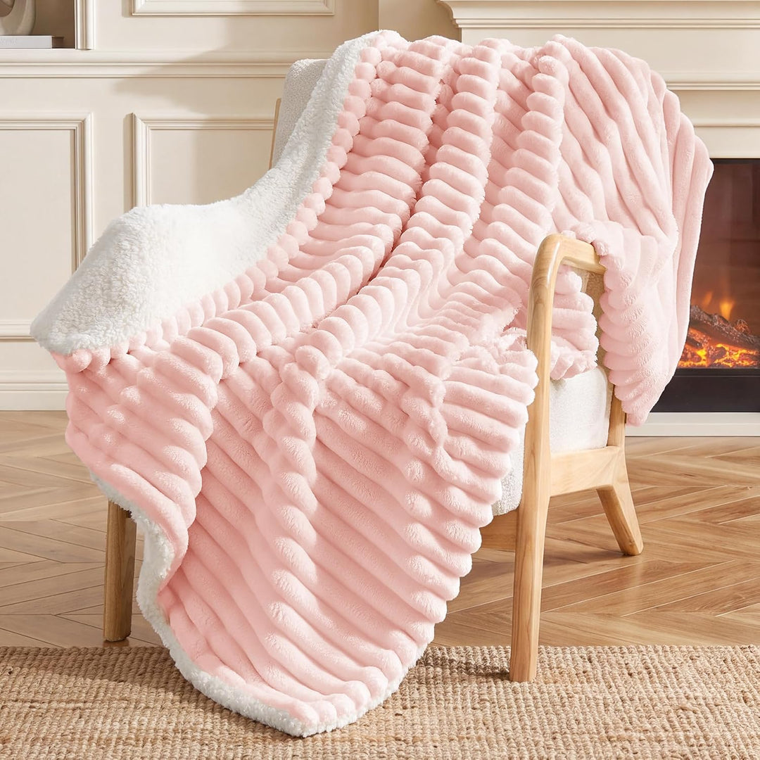 BEDELITE warme Decke Sherpa Kuscheldecke Flauschig Hellrosa 150x200 Hellrosa 150 x 200 cm, Hellrosa