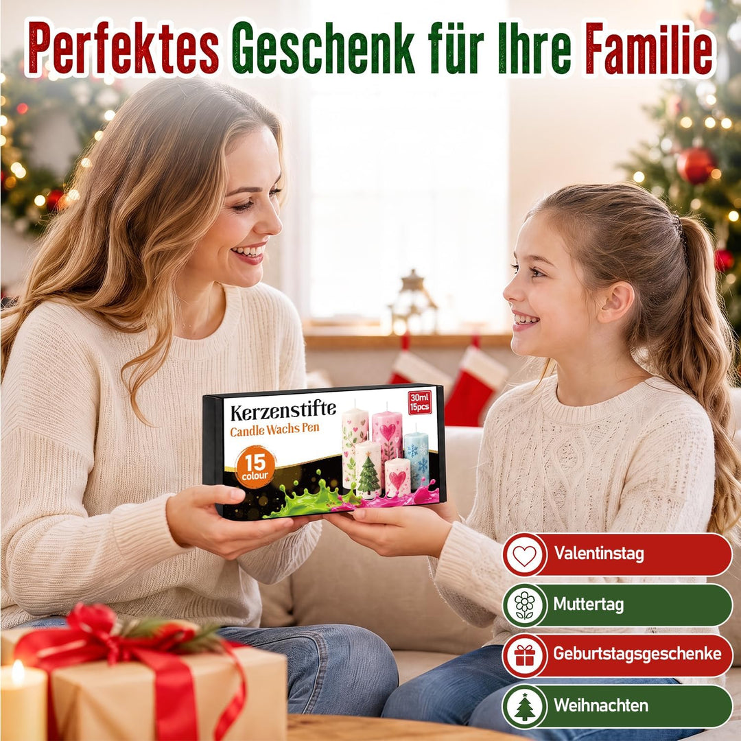 ePicsoa 30 ml Kerzenstifte, Taufkerze Selber Machen Set (15 Farben)