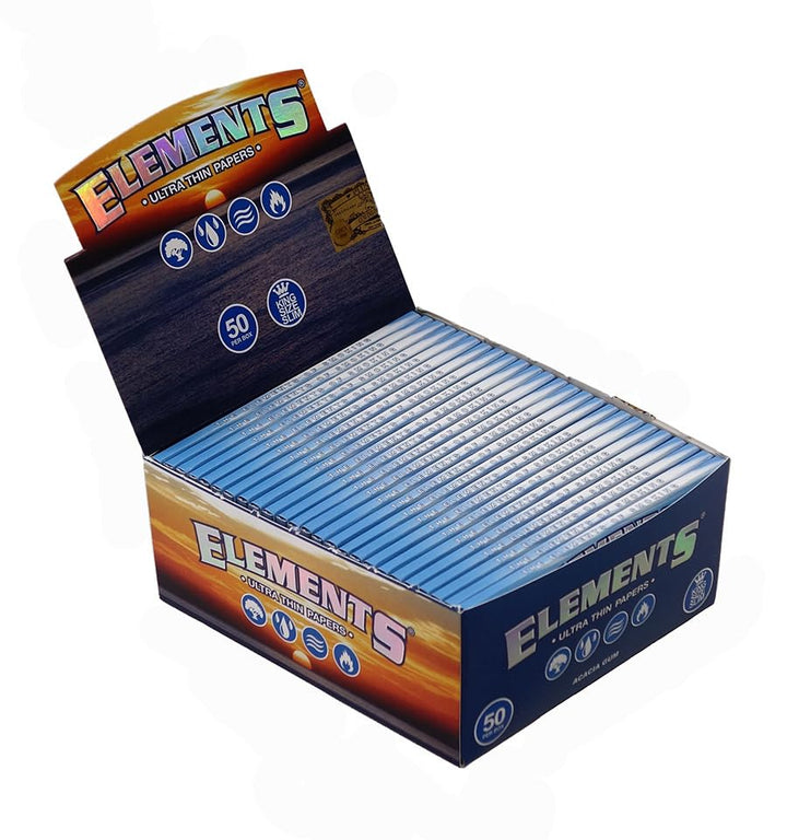 Elements King Size Slim Papers Blättchen aus Reis Rolling Paper NEU! 10 Boxen (500 Booklets)