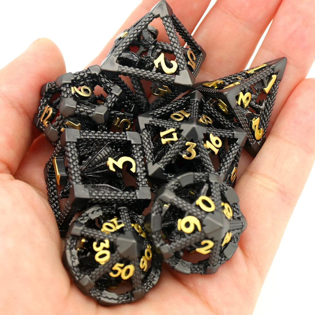 DND Würfel, Dungeons and Dragons Würfel Set HNCCESG Metall Spielwürfel Hohle 3D Drachen D&amp;D Würfel P