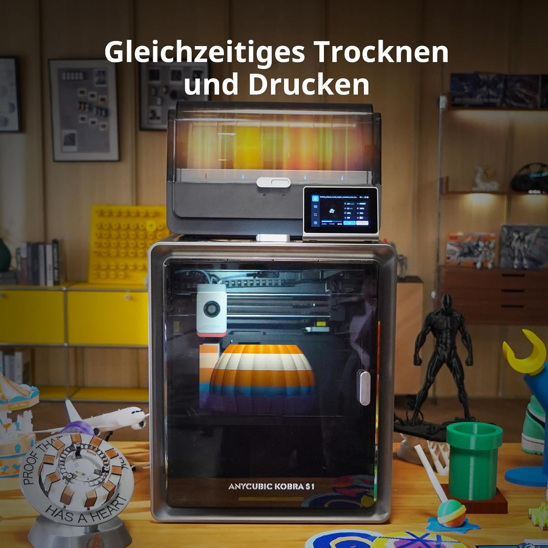 Anycubic Kobra S1 Combo 3D-Drucker Mehrfarbig, 600mm/s Hochgeschwindigkeitsdruck, Trocknen beim Druc
