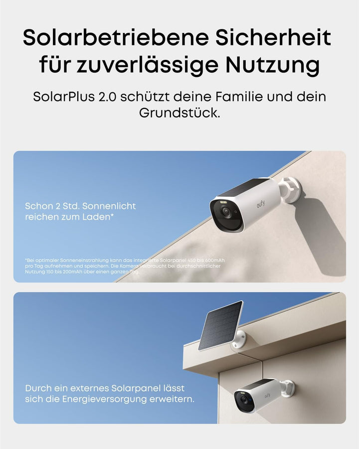eufy Security eufyCam E40 4-Kamera-Set mit Homebase 2, kabellose 2K Solarkamera für aussen, mit inte