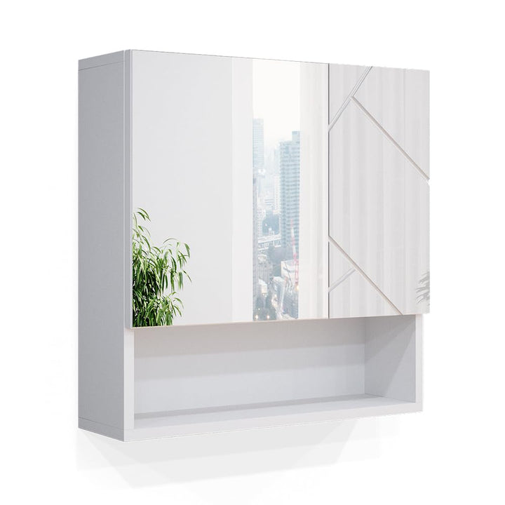 Vicco Bad Spiegelschrank Irma, Weiss Hochglanz, 54 x 55 cm