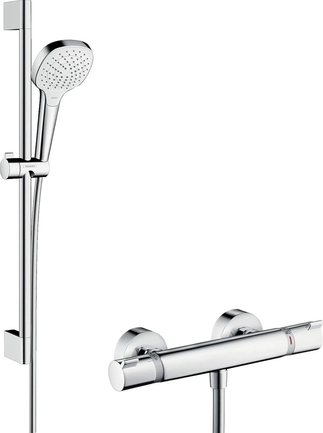 hansgrohe Croma Select E Thermostatset (0,65m, 3 Strahlarten) Weiss/Chrom 0,65m Set, 0,65m Set