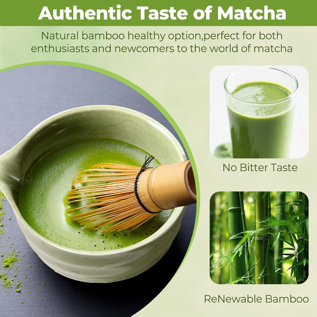 7 Stück Matcha Set, Matcha Besen Set, Matcha Schale mit Auslauf Matcha Löffel, Matcha Besen, Matcha