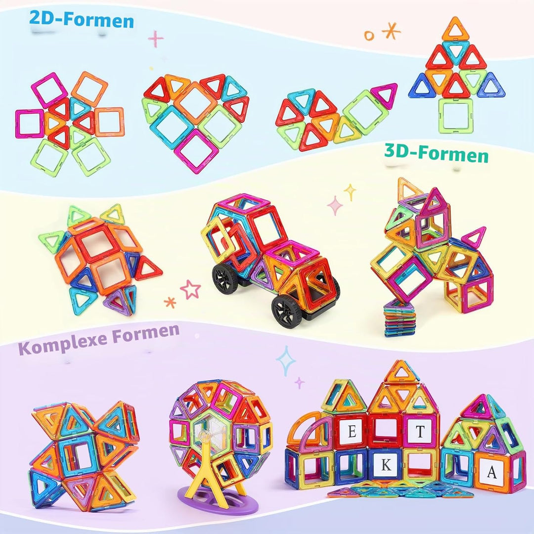 ECHOCUBE Magnetic Building Blocks Set 70PCS - Educational Magnet Tiles mit Hellen Farben, Kinder Con