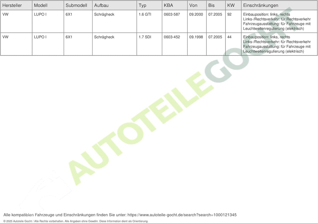 Magneti Marelli 710301194301 Hauptscheinwerfer, Linke mit LWR