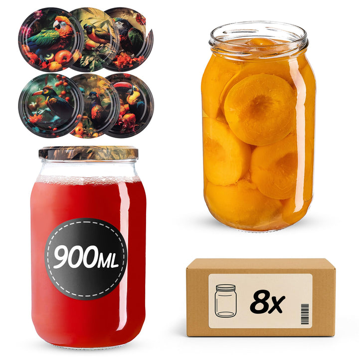 KADAX Einmachgläser 900ml TO82, Grosse Sturzgläser mit Schraubdeckel, Einkochgläser Fermentierglas f