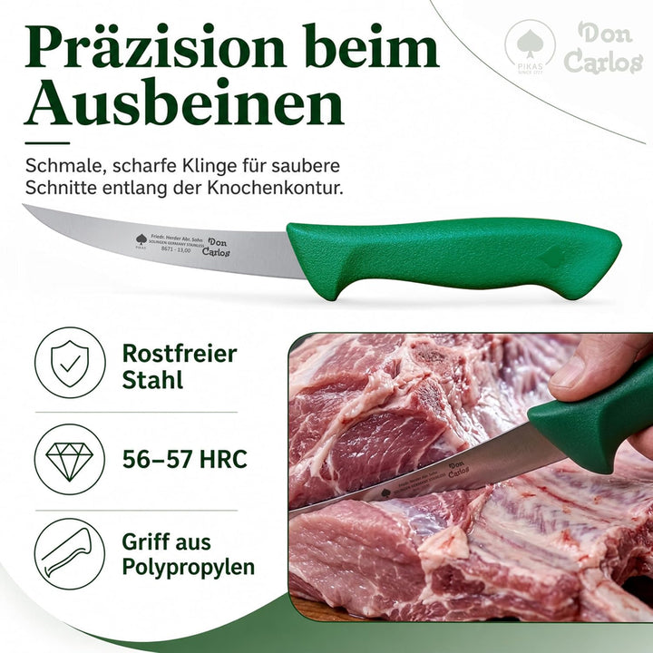 DON CARLOS Ausbeinmesser rostfrei, 56-57 HRC, schmale scharfe Klinge, Kunststoffgriff, Fleischmesser