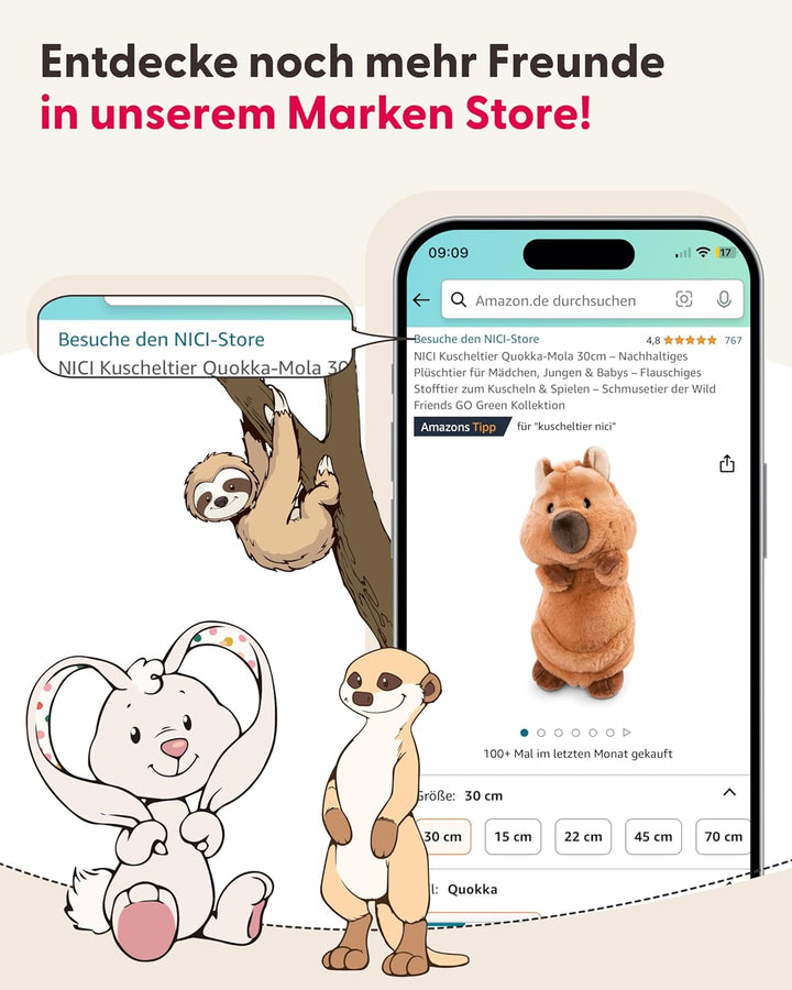 NICI Activity Kuscheltier Hase Fjella Ich beschütze Dich 23cm - rosa - Plüschtier für Babys und Klei