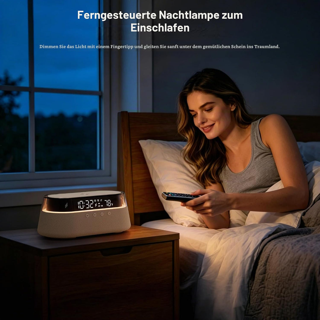 Bluetooth Lautsprecher FM Radio mit Zwei Smart Wecker mit Fernbedienung Beige, Beige